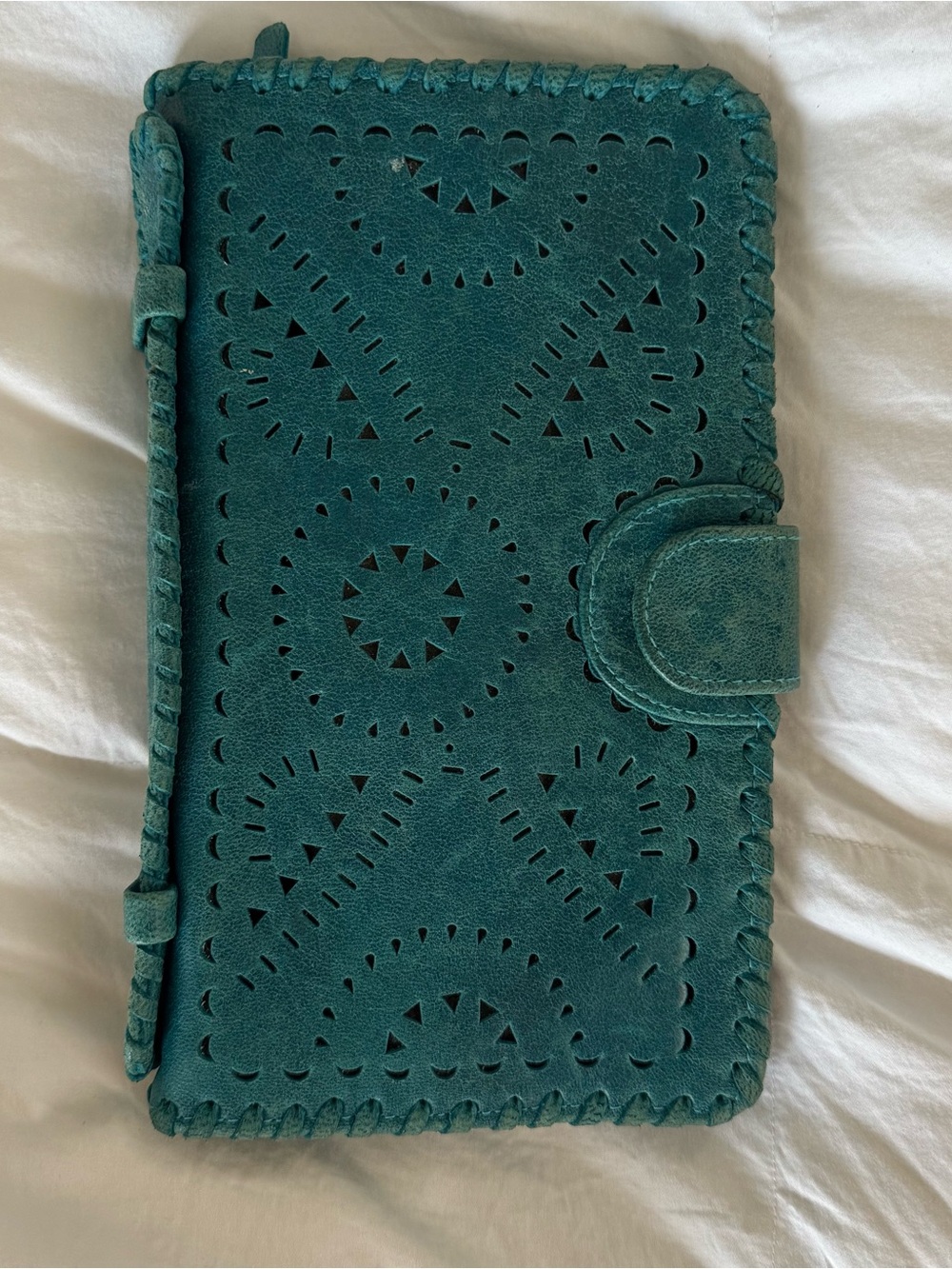 Cleobella Teal Laser-Cut Mexicana Clutch